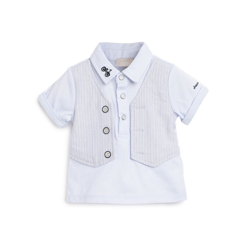 Boys Light Blue Applique Short Sleeve Polo image number 0